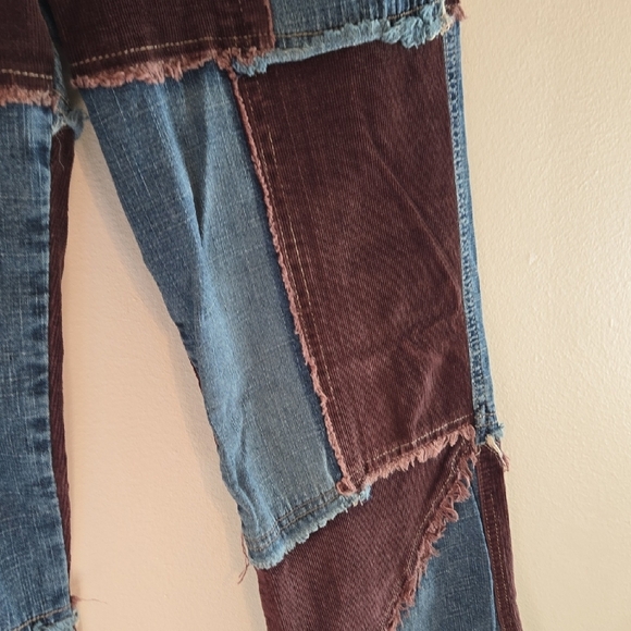 Vintage Patchwork Flare Jeans - Blue and Brown. Stunning! - Picture 8 of 9